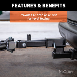 Curt Receiver Hitch Adapter (2in Shank / 4in Drop / 7500 lbs)