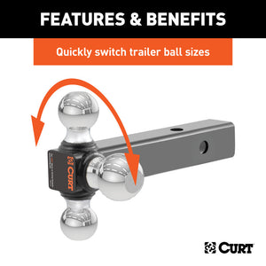 Curt Multi-Ball Mount (2in Hollow Shank 1-7/8in 2in & 2-5/16in Chrome Balls)