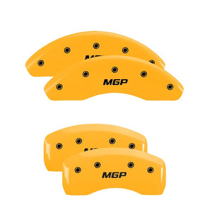 MGP 4 Caliper Covers Engraved Front & Rear MGP Yellow Finish Black Char 2017 Honda Civic