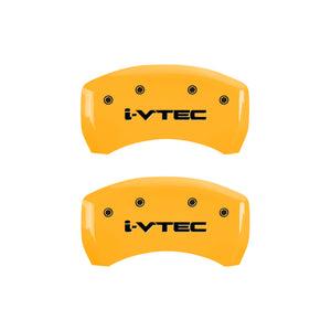 MGP 4 Caliper Covers Engraved Front & Rear i-Vtec Yellow finish black ch