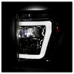 Spyder Ford F250/350/450 11-16 V2 High-Power LED Headlights-White Light Bar-Chrome PRO-YD-FS11V2PL-C