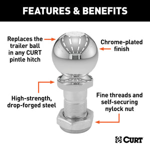 Curt Replacement 2-5/16in Pintle Ball (16000lbs 1-1/4in Shank)