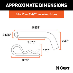 Curt 5/8in Hitch Pin w/Groove (2in or 2-1/2in Receiver Zinc Packaged)