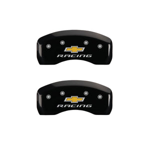 MGP 4 Caliper Covers Engraved F & R Chevy Racing Black Finish Silver Char 2019 Chevrolet Malibu