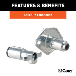 Curt 6-Way Round Connector Plug & Socket w/Hardware (Packaged)