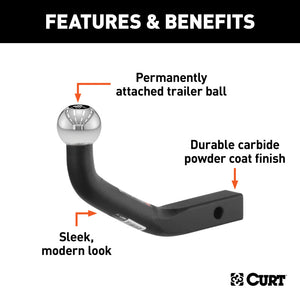 Curt Euro Mount (1-7/8in Ball 1-1/4in Shank 3500lbs 4-5/8in High 7-1/4in Long)