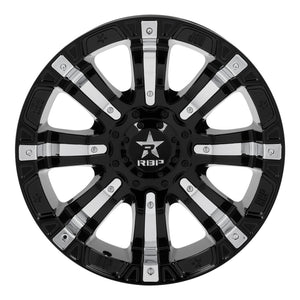 RBP 94R 18x9.0 6x139.7 BP / 5.5 BS 10mm Offset 108mm CB (Hub Centric) Black w/Chrome Inserts Wheel