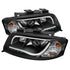 Spyder Audi A6 02-04 Projector Headlights Halogen ModelLight Tube DRL Blk PRO-YD-ADA601-LTDRL-BK