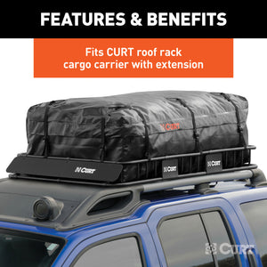 Curt 59in x 34in x 21in Extended Roof Rack Cargo Bag