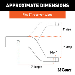 Curt Industrial Duty Forged Ball Mount (3in Shank 21000lbs 6in Drop 10in Long)