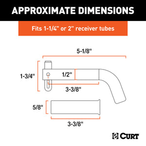 Curt 1/2in Swivel Hitch Pin w/5/8in Adapter (1-1/4in or 2in Receiver Zinc Packaged)