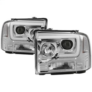 Spyder 05-07 Ford F250/350/450 SD Ver 2 Proj Headlights - Light Bar DRL - Black PRO-YD-FS05V2-LB-C