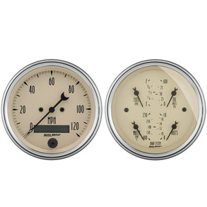 AutoMeter Gauge Kit 2 Pc. Quad & Speedometer 3-3/8in. Antique Beige