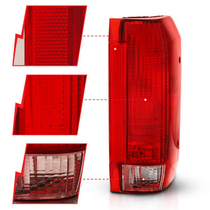 ANZO 1992-1996 Ford Bronco Taillight Red/Clear Lens (OE Replacement)