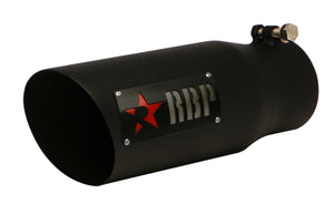 RBP RX-1 High Heat Textured Dual Badged Exhaust Tip Inlet 3.5in / Outlet 4.5in / Length 12in - Black