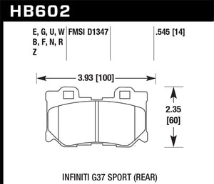 Hawk 10-11 Infiniti FX50 / 09-10 G37 / 09-10 Nissan 370Z Blue 9012 Race Rear Brake Pads