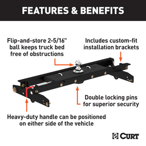 Curt 97-03 Ford F-150 Double Lock Gooseneck Hitch Kit w/Installation Brackets