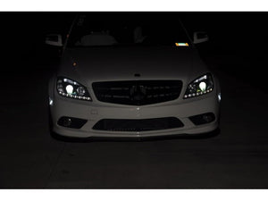 Spyder Mercedes Benz C-Class 08-11 Projector Headlights Halogen - DRL Blk PRO-YD-MBW20408-DRL-BK