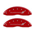 MGP 4 Caliper Covers Engraved Front & Rear With stripes/Durango Red finish silver ch