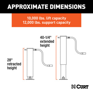 Curt Direct-Weld Square Jack w/Side Handle (12000lbs 12-1/2in Travel)