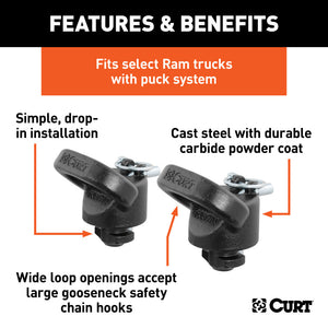 Curt OEM Puck System Gooseneck Safety Chain Anchors for Ram