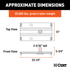 Curt Bent Plate 5th Wheel Rail Gooseneck Hitch w/Ball Offset 3in