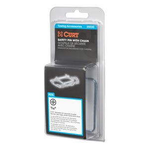 Curt 5/16in Safety Pin w/12in Chain (3in Pin Length Packaged)