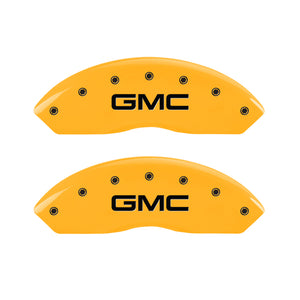 MGP 4 Caliper Covers Engraved Front & Rear GMC Yellow Finish Black Char 2019 GMC Arcadia