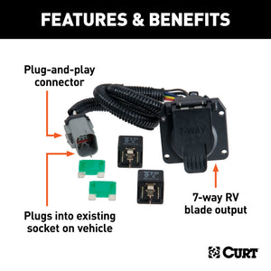 Curt 99-01 Ford F-350 Super Duty Custom Wiring Connector (7-Way RV Blade Output)