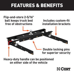 Curt 80-96 Ford F-250 Double Lock Gooseneck Hitch Kit w/Installation Brackets