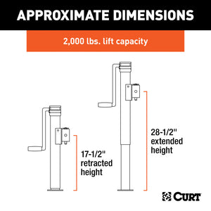 Curt Pipe-Mount Swivel Jack w/Side Handle (2000lbs 10in Travel)