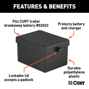 Curt 5in x 3-1/4in x 3-7/8in Lockable Breakaway Battery Case