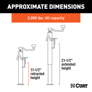 Curt Bracket-Mount Swivel Jack w/Top Handle (2000lbs 10in Travel Packaged)