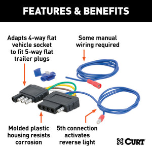 Curt Electrical Adapter (4-Way Flat Vehicle to 5-Way Flat Trailer)