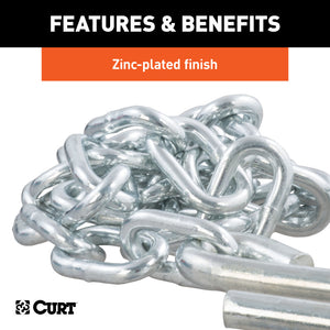 Curt 48in Safety Chain w/2 S-Hooks (5000lbs Clear Zinc)