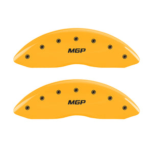 MGP 4 Caliper Covers Engraved Front & Rear MGP Yellow Finish Black Char 2011 GMC Savana 2500