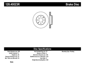 StopTech 90-00 Honda Civic / 90-91 CRX Drilled Right Front Rotor