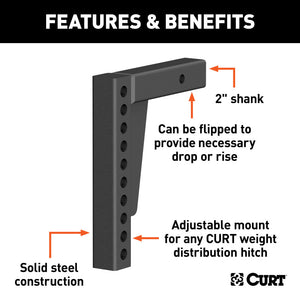 Curt Weight Distribution Shank (2in Shank 7in Drop 10-1/2in Rise)