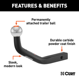 Curt Euro Mount (2in Ball 1-1/4in Shank 3500lbs 5-1/8in High 9-3/4in Long)