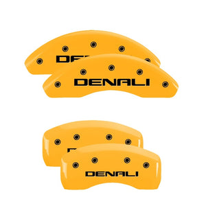 MGP 4 Caliper Covers Engraved Front & Rear Denali Yellow Finish Black Char 2018 GMC Terrain