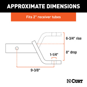 Curt Class 4 Ball Mount (2in Shank 10000lbs 8in Drop 9-3/8in Long)