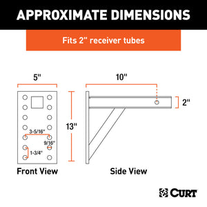 Curt Adjustable Pintle Mount (2in Shank 10000lbs 13in High 10in Long)