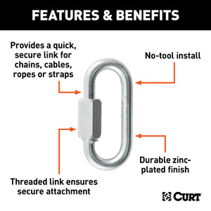 Curt 1/4in Quick Link (880lbs Packaged)