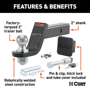 Curt Towing Starter Kit w/2in Ball (2in Shank 7500lbs 4in Drop)