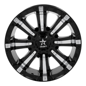 RBP 94R 20x9.0 6x139.7 BP / 5 BS 0mm Offset 108mm CB (Hub Centric) Black w/Chrome Inserts Wheel