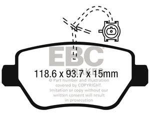 EBC 2014-2016 Maserati Ghibli 3.0L Twin Turbo (330) Redstuff Rear Brake Pads