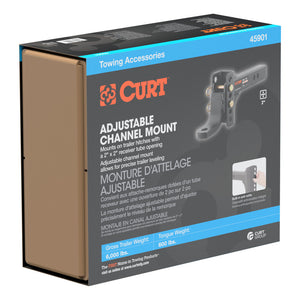 Curt Adjustable Channel Mount w/1in Ball Hole (2in Shank 6000lbs 6-3/4in Drop)