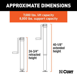 Curt Direct-Weld Square Jack w/Side Handle (8000lbs 15in Travel)