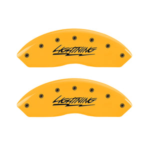 MGP 4 Caliper Covers Engraved Front & Rear Lightning Yellow Finish Black Char 2000 Ford F-150