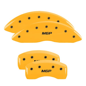 MGP 4 Caliper Covers Engraved Front & Rear MGP Yellow finish black ch